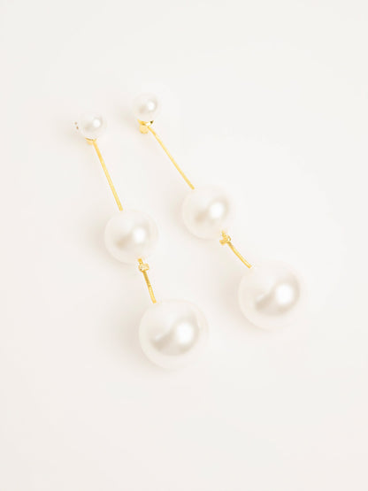 Triple Pearl Drop Earrings