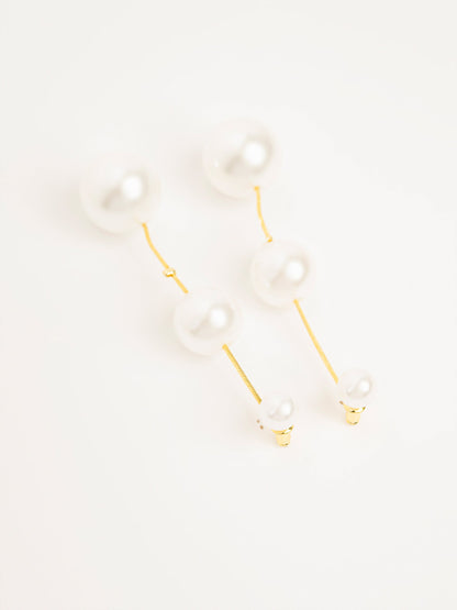 Triple Pearl Drop Earrings