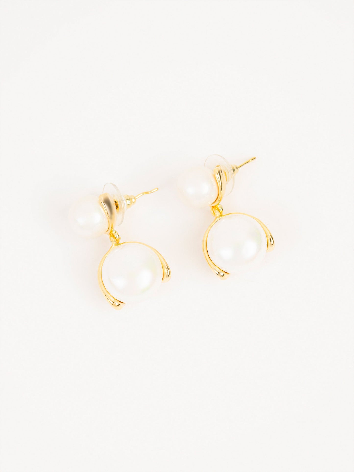 Dual Pearl Hoop Earrings