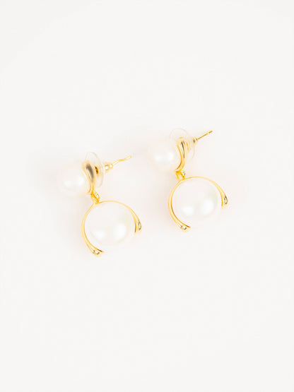 Dual Pearl Hoop Earrings