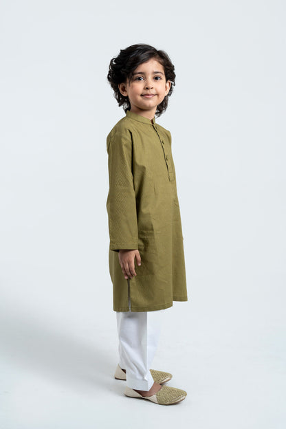 Olive Embroidery Kurta (KZ-533)