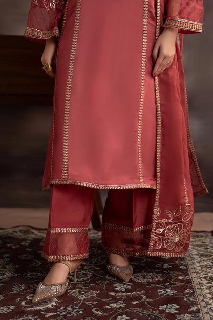 3 Piece Embroidered Tassel Silk Suit