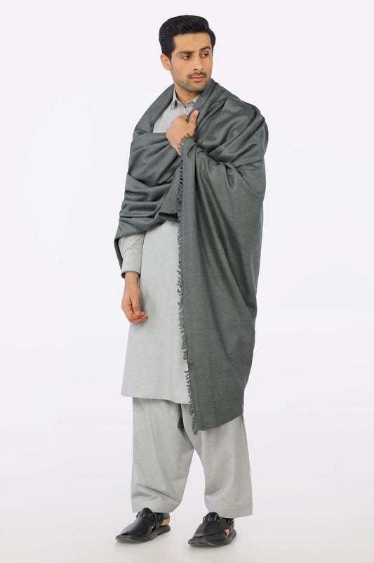 Dark Grey Woolen Men Shawl