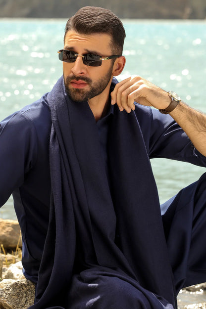 Men Blue Pashmina Cashmere Shawl