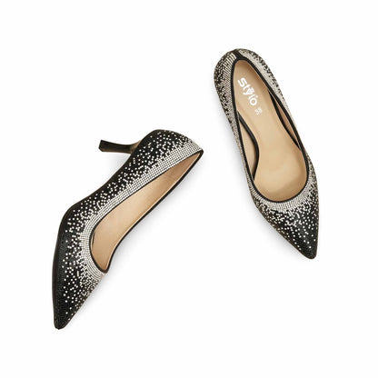 Black Court Shoes For Ladies WN7543