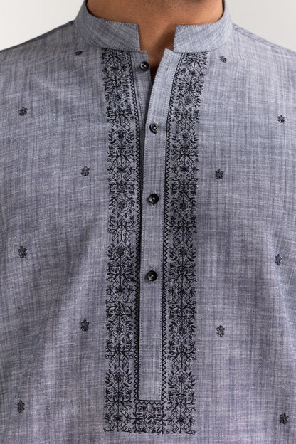 Grey Embroidered Suit SK-E24-034